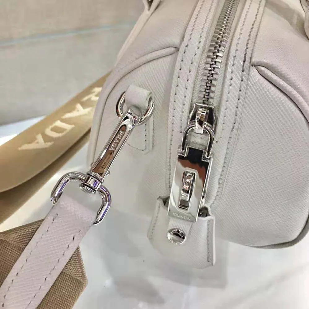 Prada Saffiano Leather Top-handle Bag for Women in White Prada Saffiano Leather Top-handle Bag for Women in White