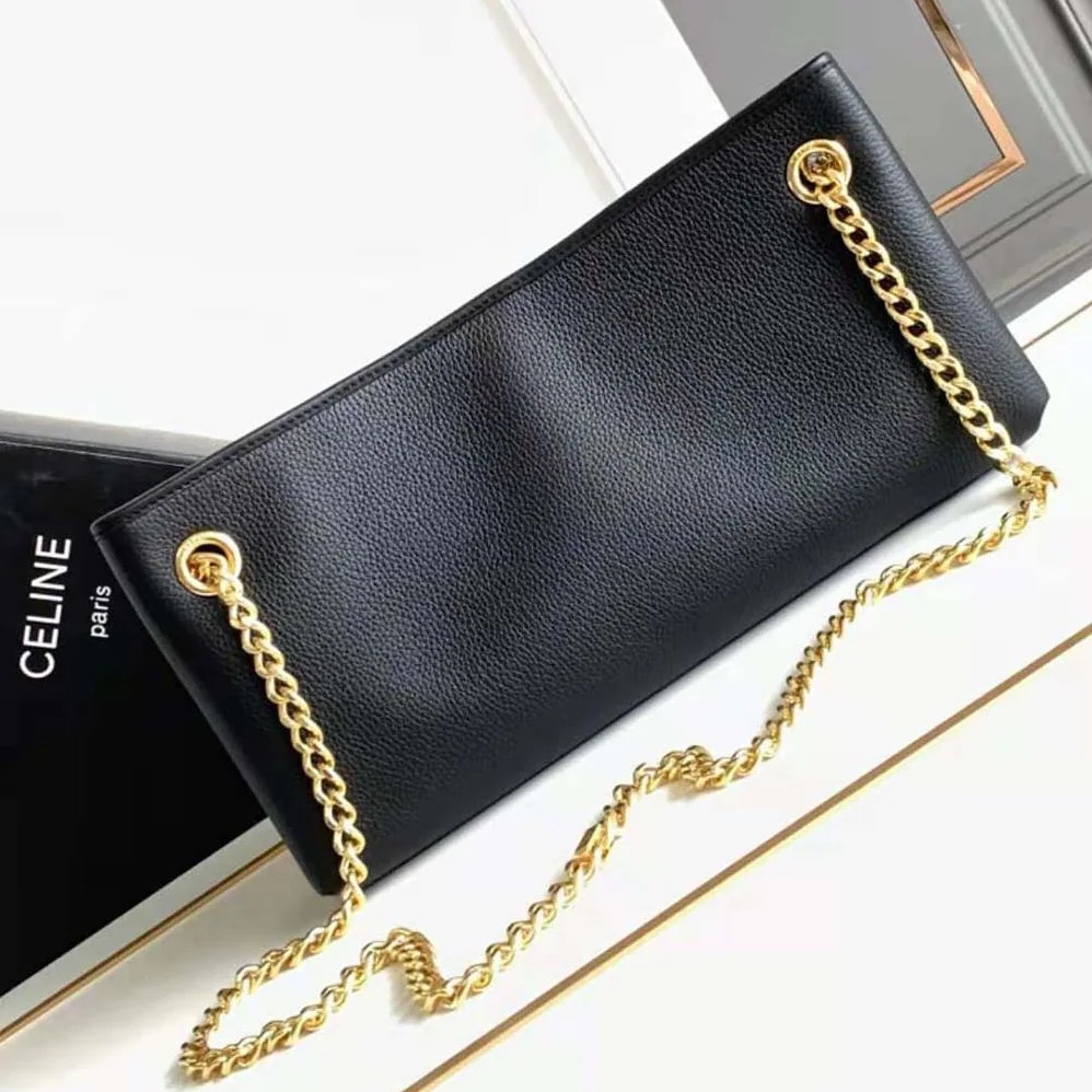 Celine Medium Newspaper Bag in Supple Calfskin for Women in Black