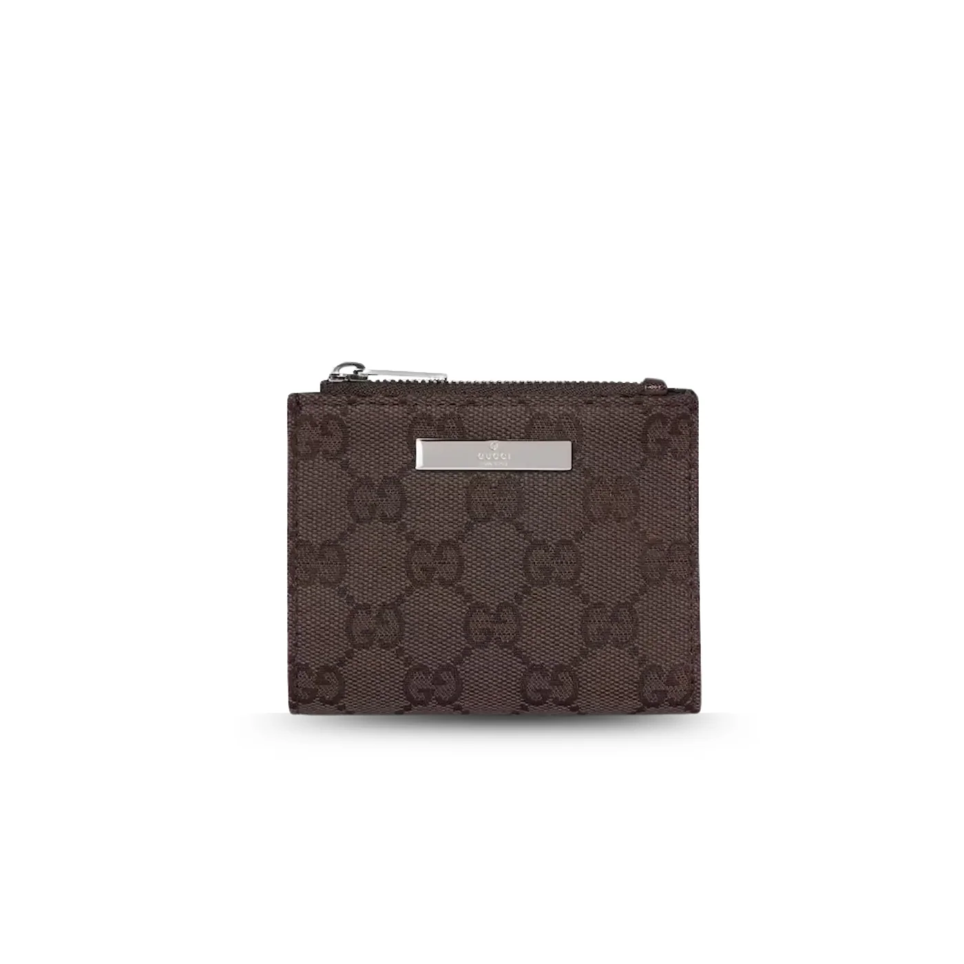 Gucci Wallet with Gucci Plaque Small in Dark Brown Palladium Hardware