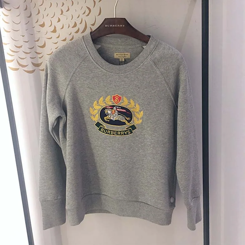 Burberry Embroidered Archive Logo Jersey Sweatshirt for Unisex in Silver