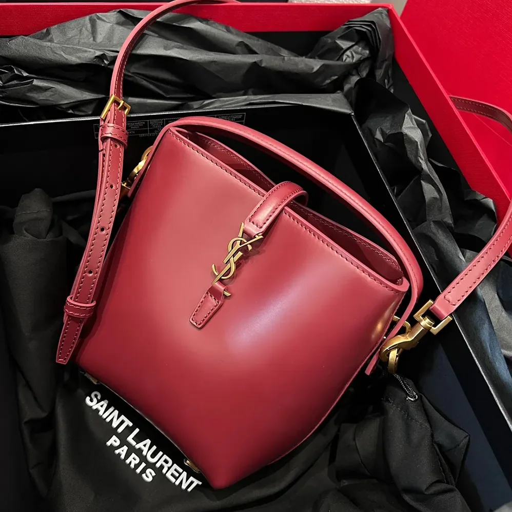 Saint Laurent YSL Le 37 Mini in Shiny Leather for Women in Maroon Saint Laurent YSL Le 37 Mini in Shiny Leather for Women in Maroon