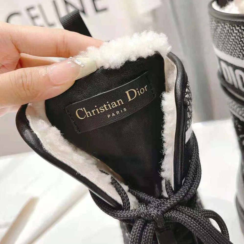 Dior D-Major Ankle Boot Black Calfskin with Black and White Cannage Tweed for Women Dior D-Major Ankle Boot Black Calfskin with Black and White Cannage Tweed for Women
