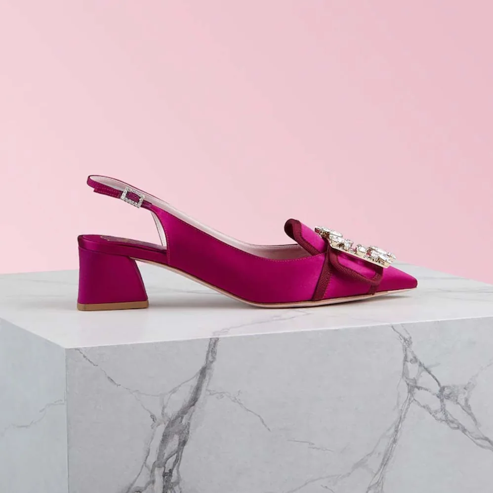 Roger Vivier Broche Vivier Sling Back Pumps for Women in Rose Roger Vivier Broche Vivier Sling Back Pumps for Women in Rose