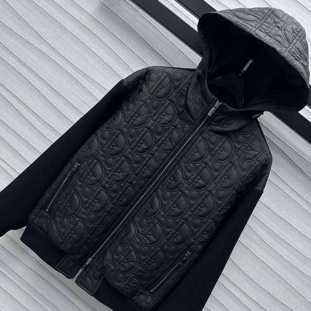 Dior Oblique Hooded Blouson Jacket Black Cotton for Men in Blend Knit Dior Oblique Hooded Blouson Jacket Black Cotton for Men in Blend Knit