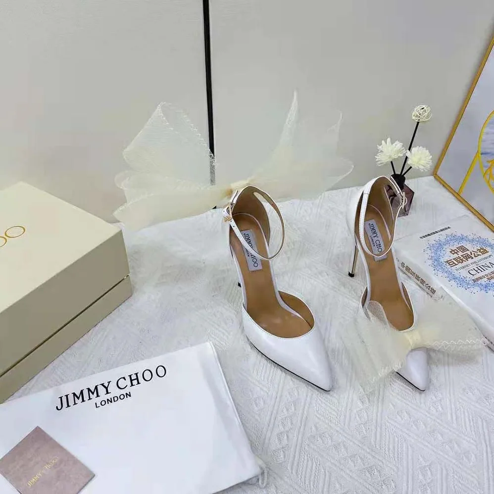 Jimmy Choo Averly 100 Latte Pumps with Asymmetric Grosgrain Mesh Fascinator Bows for Women Jimmy Choo Averly 100 Latte Pumps with Asymmetric Grosgrain Mesh Fascinator Bows for Women