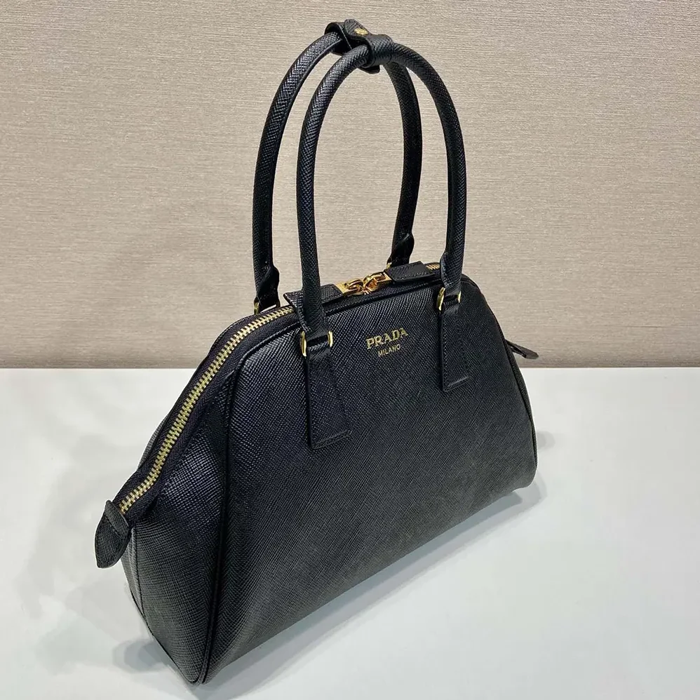 Prada Medium Saffiano Leather Bag for Women in Black Prada Medium Saffiano Leather Bag for Women in Black