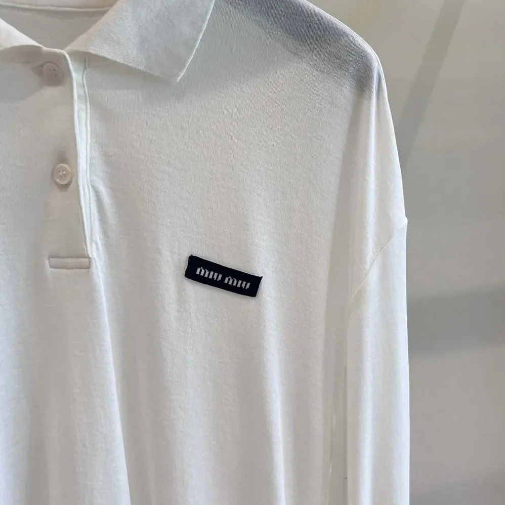 Miu Miu Ribbed Jersey Polo Shirt for Women