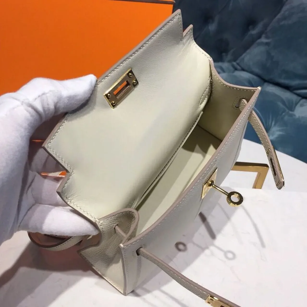 Hermes Mini Kelly Craie Gold in Toned Hardware / Hermes Mini Kelly Craie Gold in Toned Hardware /