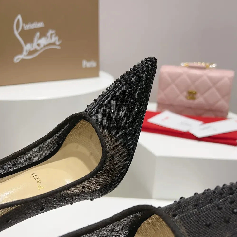 Christian Louboutin Follies Strass 100 mm Pumps Suede Calf for Women in Black Christian Louboutin Follies Strass 100 mm Pumps Suede Calf for Women in Black