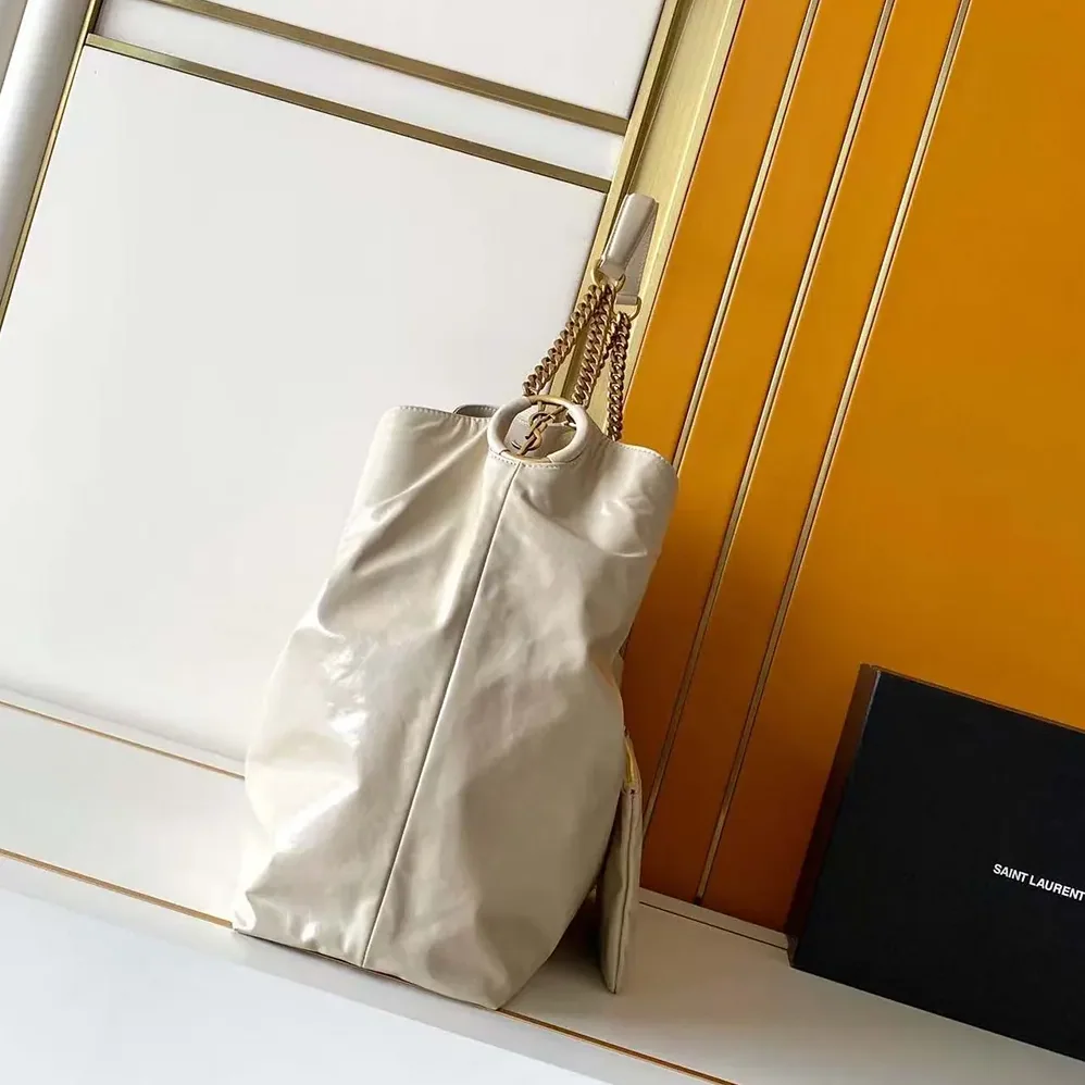 Saint Laurent YSL Hortense Hobo In Shiny Leather White for Women Saint Laurent YSL Hortense Hobo In Shiny Leather White for Women