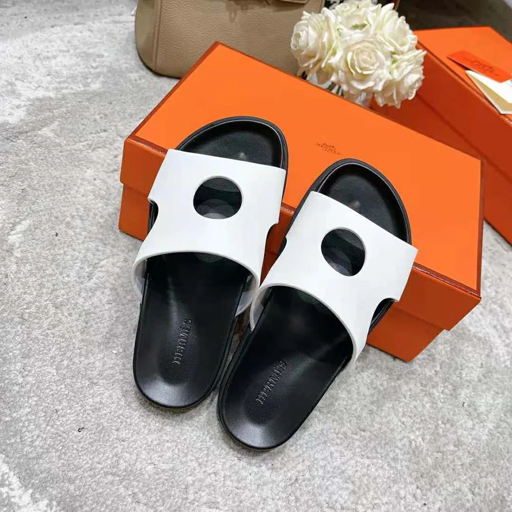 Hermes Edith Sandal in Calfskin with Perforated Upper for Women in White Hermes Edith Sandal in Calfskin with Perforated Upper for Women in White