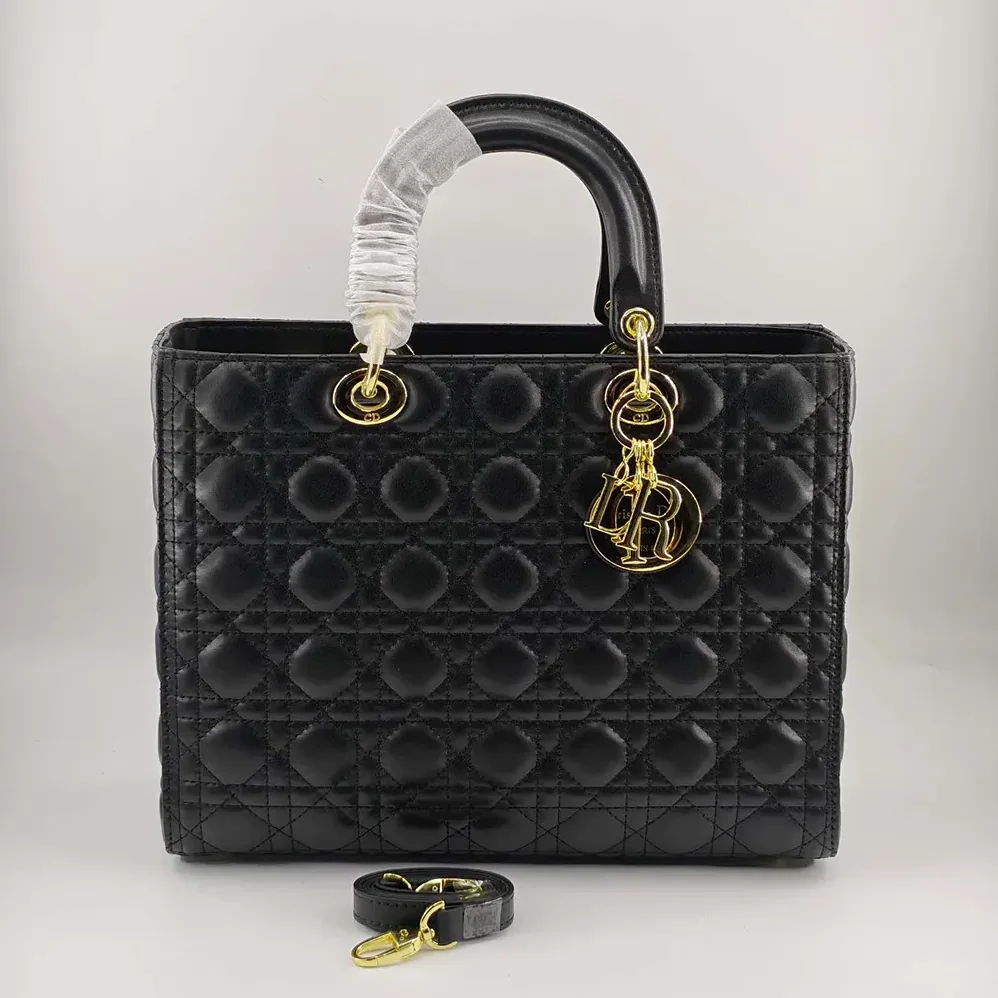 Dior Large Lady Dior Bag Black Cannage Lambskin for Women