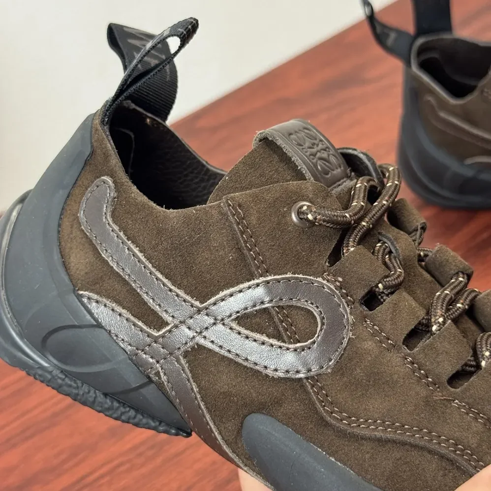Loewe Grip Sneaker in Calfskin Suede for Unisex in Dark Brown