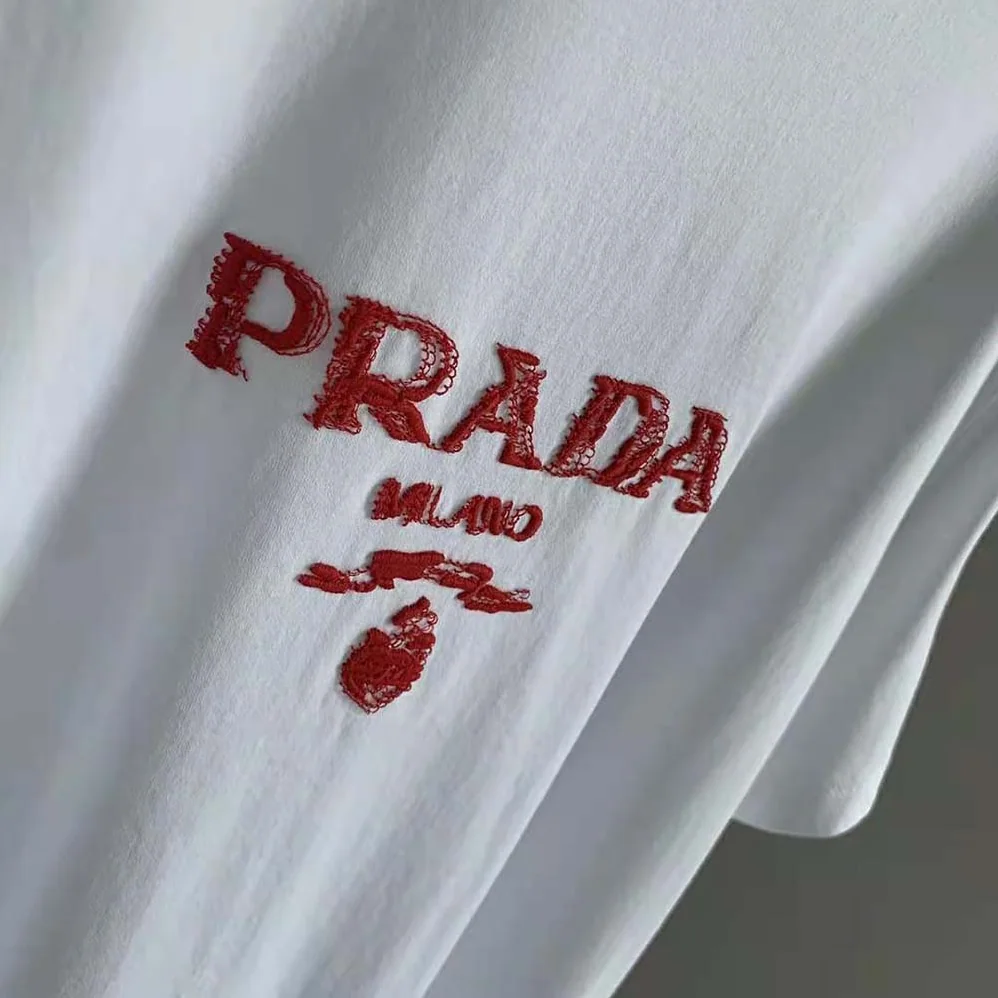 Prada Classic Cotton Crew-Neck T-shirt for Men in Red