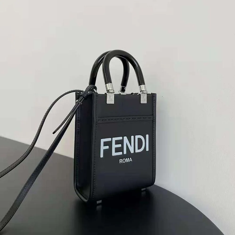 Fendi Mini Sunshine Shopper Black Leather Mini for Women in bag Fendi Mini Sunshine Shopper Black Leather Mini for Women in bag
