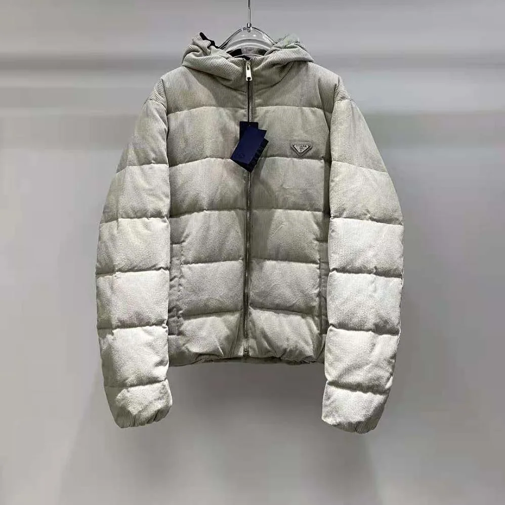 Prada Cropped Corduroy Down Jacket for Men in White Prada Cropped Corduroy Down Jacket for Men in White