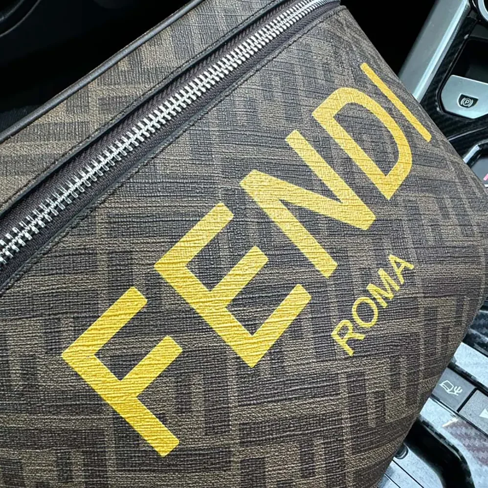 Fendi Diagonal Belt Bag Leather for Men in Yellow