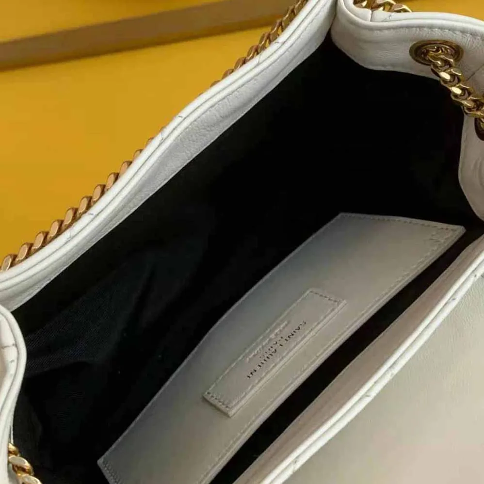 Saint Laurent YSL Mini Nolita in Lambskin for Women in White Saint Laurent YSL Mini Nolita in Lambskin for Women in White