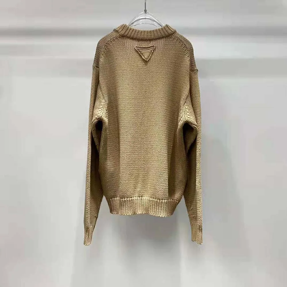 Prada Camel Hair Cardigan with Knit Triangle Logo for Women Prada Camel Hair Cardigan with Knit Triangle Logo for Women