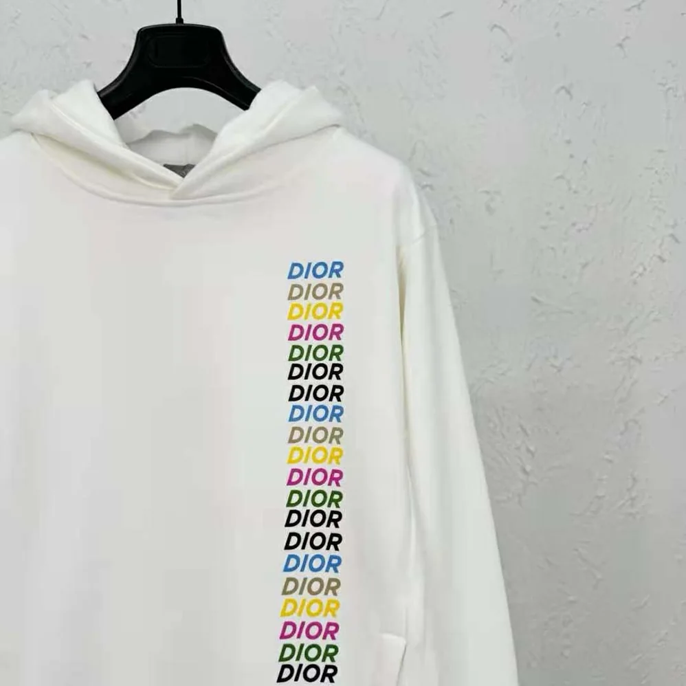 Dior Relaxed-fit Hooded Sweatshirt White Cotton Fleece for Men