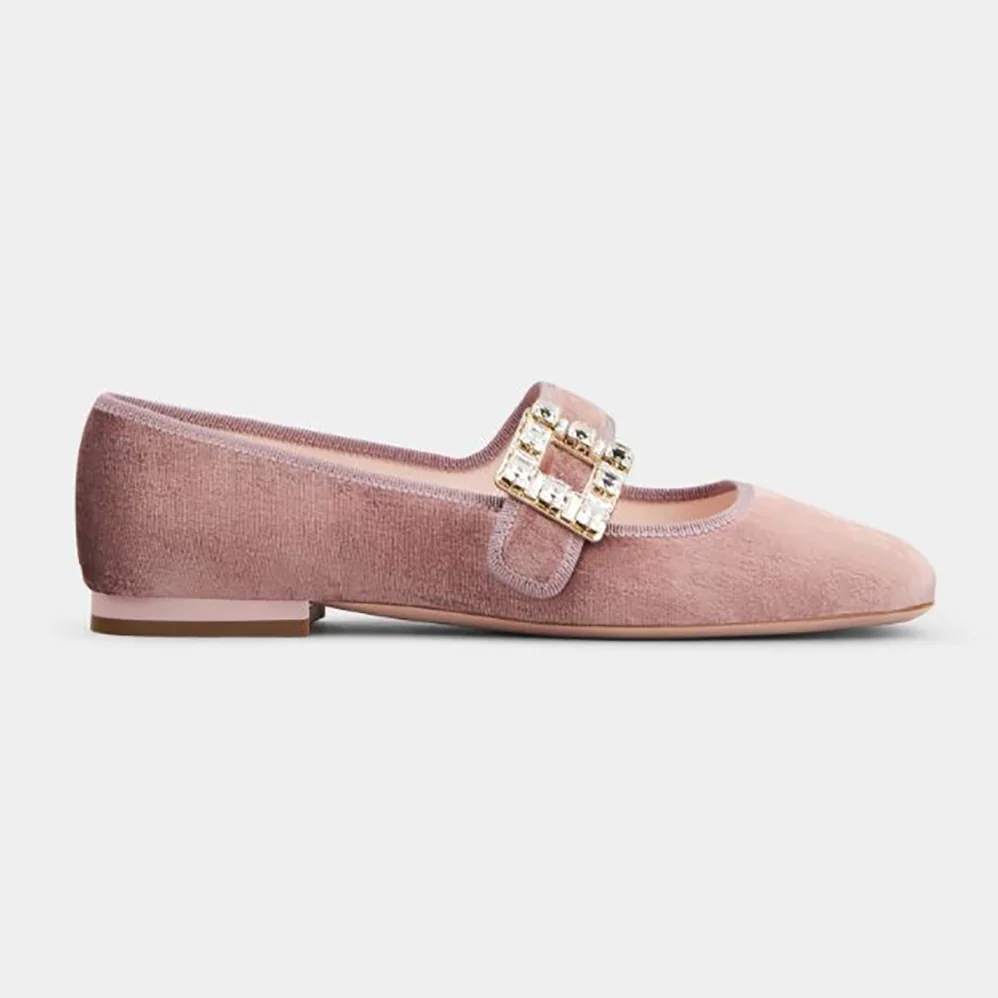 Roger Vivier Tres Vivier Strass Buckle Babies Ballerinas in Velvet for Women Roger Vivier Tres Vivier Strass Buckle Babies Ballerinas in Velvet for Women