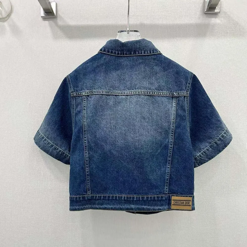 Dior Jacket Blue Stonewashed Cotton Denim with Dior Oblique Interior for Women