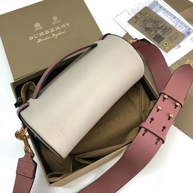 Burberry The Leather Barrel Bag for Women in White