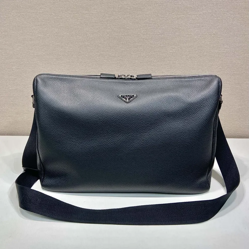 Prada Leather Shoulder Bag for Men in Black Prada Leather Shoulder Bag for Men in Black