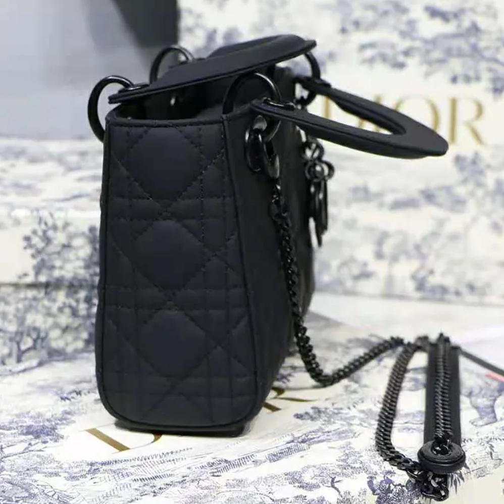 Dior Mini Lady Dior Bag Black Ultramatte Cannage Calfskin