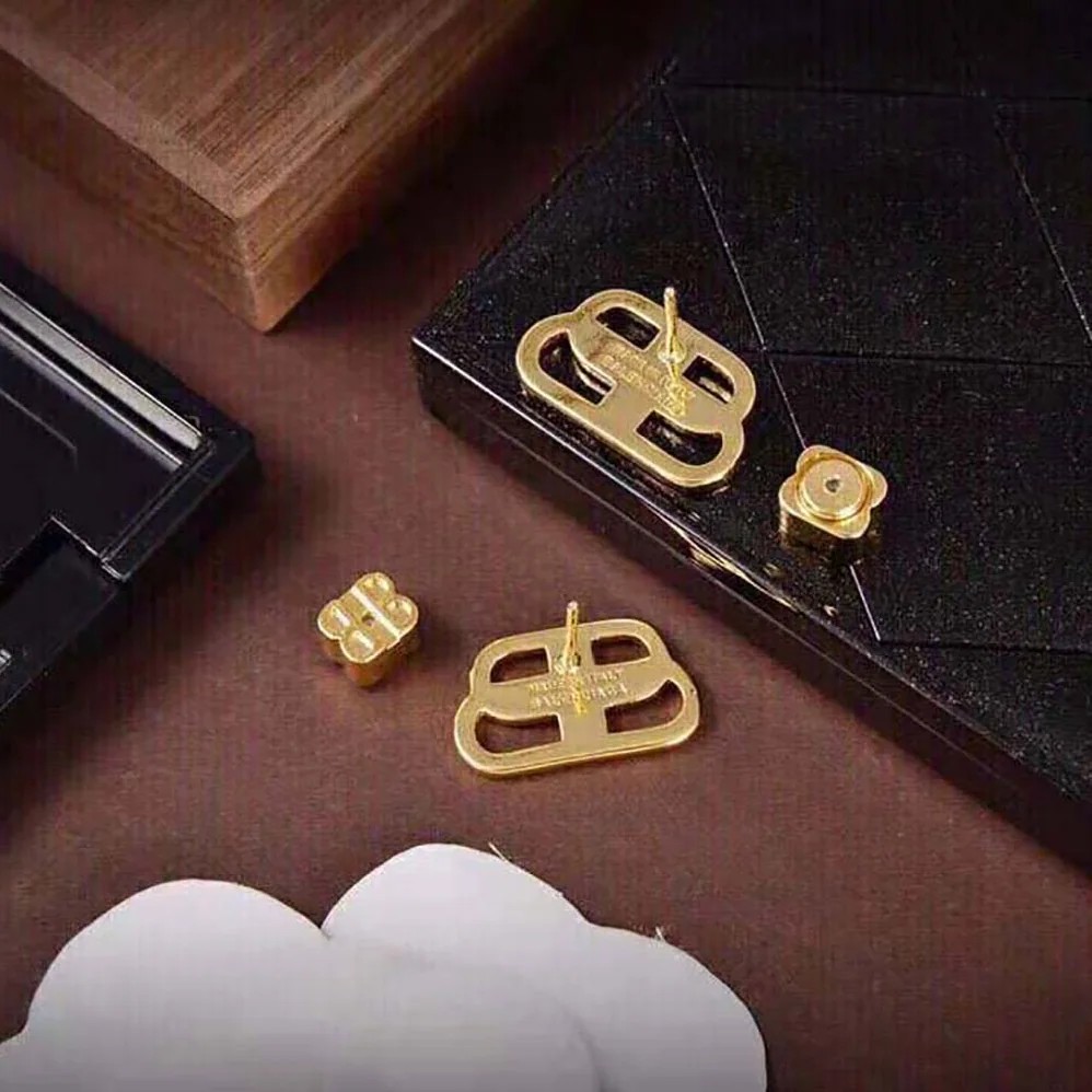 Balenciaga BB S Stud Earrings in Gold Brass for Women Balenciaga BB S Stud Earrings in Gold Brass for Women