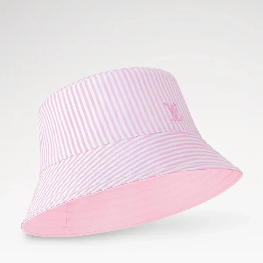 Louis Vuitton LV League Striped Bucket Hat Pink