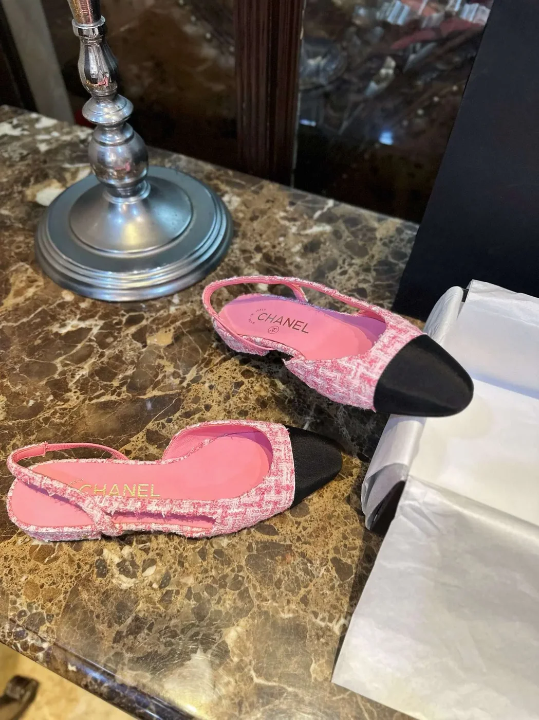 Chanel Woolen Lat Lace Up Sandals Pink Chanel Woolen Lat Lace Up Sandals Pink