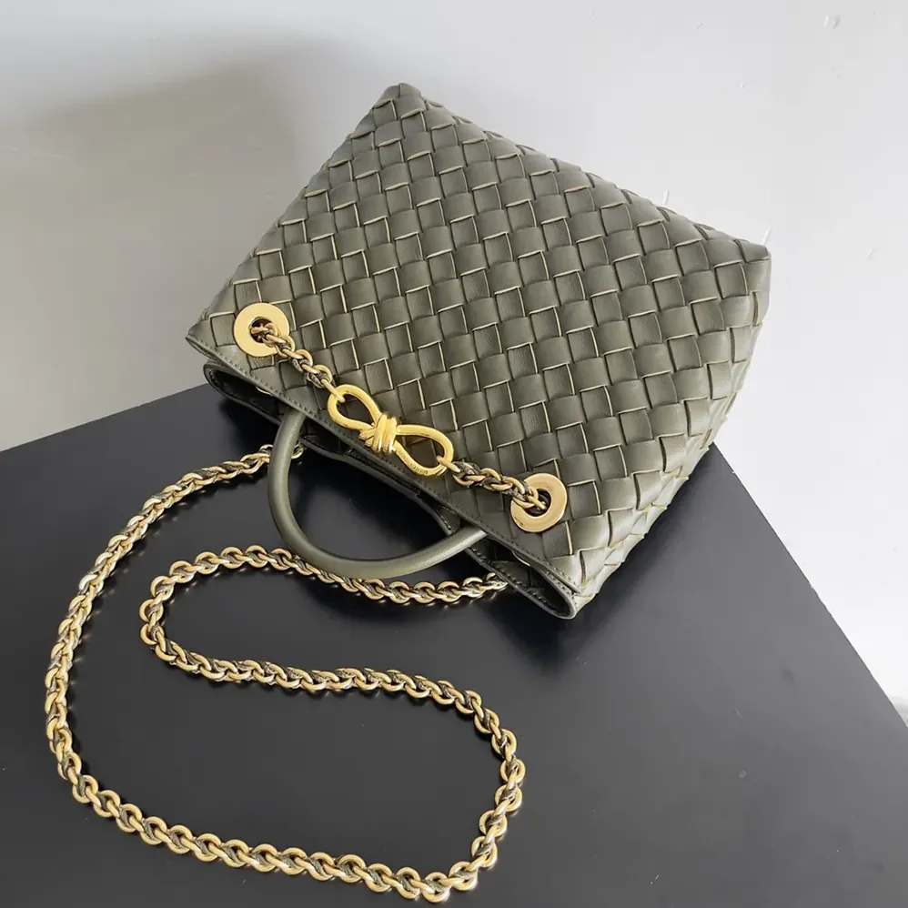 Bottega Veneta Small Andiamo Intrecciato Leather Top Handle Bag for Women in Dark Green