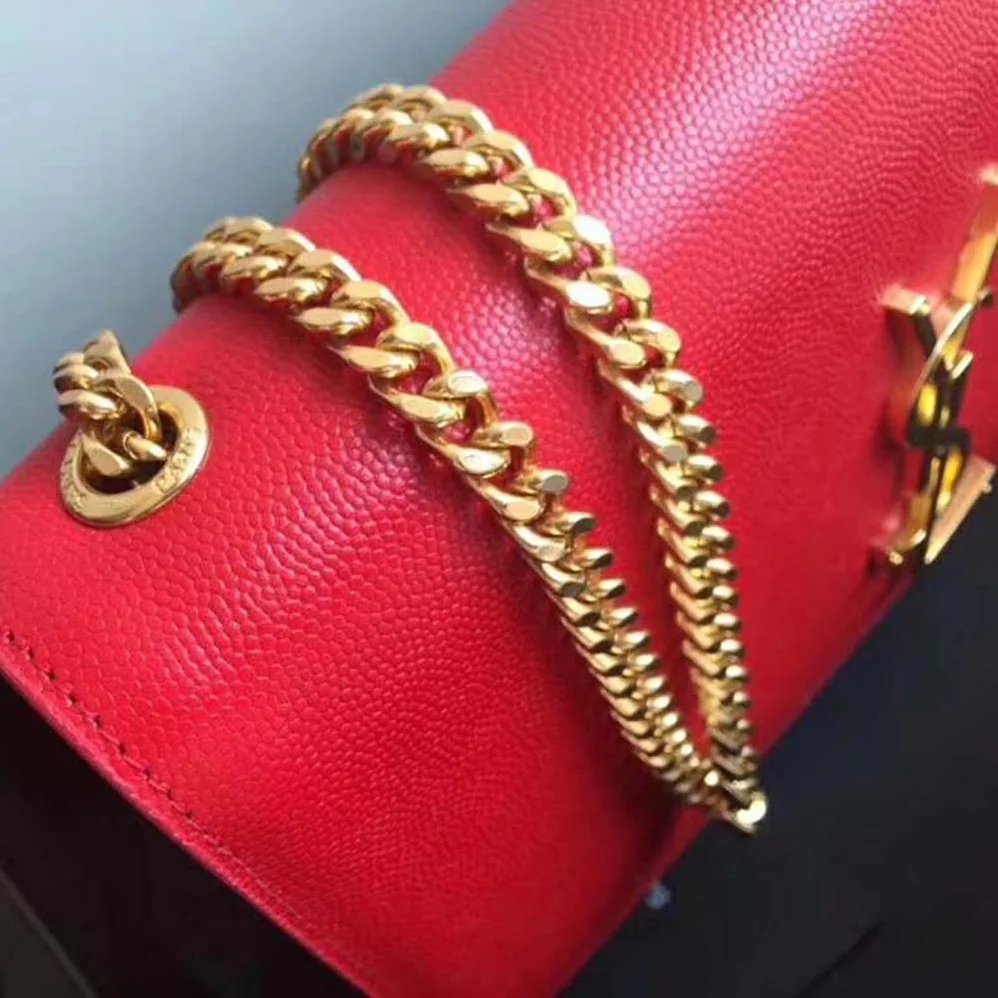 Saint Laurent YSL Kate Medium Grain De Poudre Embossed for Women in Red Saint Laurent YSL Kate Medium Grain De Poudre Embossed for Women in Red