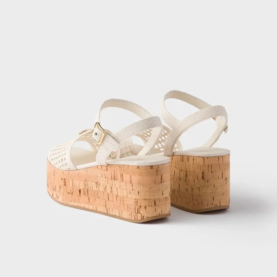 Prada Crochet Wedge Platform Sandals Ivory 1XZ791_2F46_F0304_F_075 Prada Crochet Wedge Platform Sandals Ivory 1XZ791_2F46_F0304_F_075