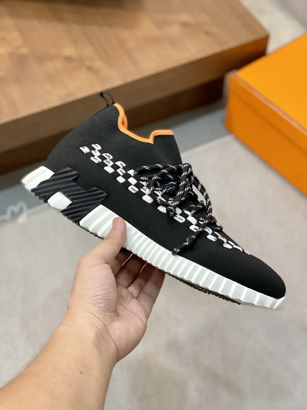 Hermes Sneakers Flex Black And Orange Hermes Sneakers Flex Black And Orange