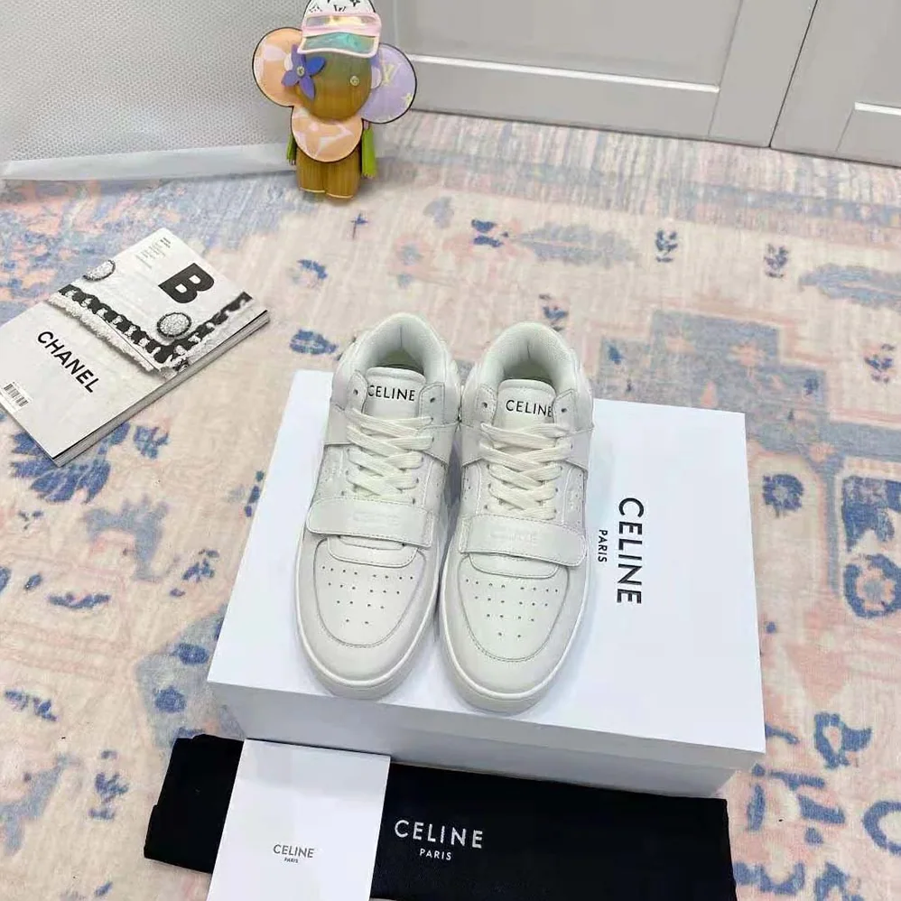 Celine CT-02 Mid Sneaker with Scratch in Calfskin for Women in White Celine CT-02 Mid Sneaker with Scratch in Calfskin for Women in White