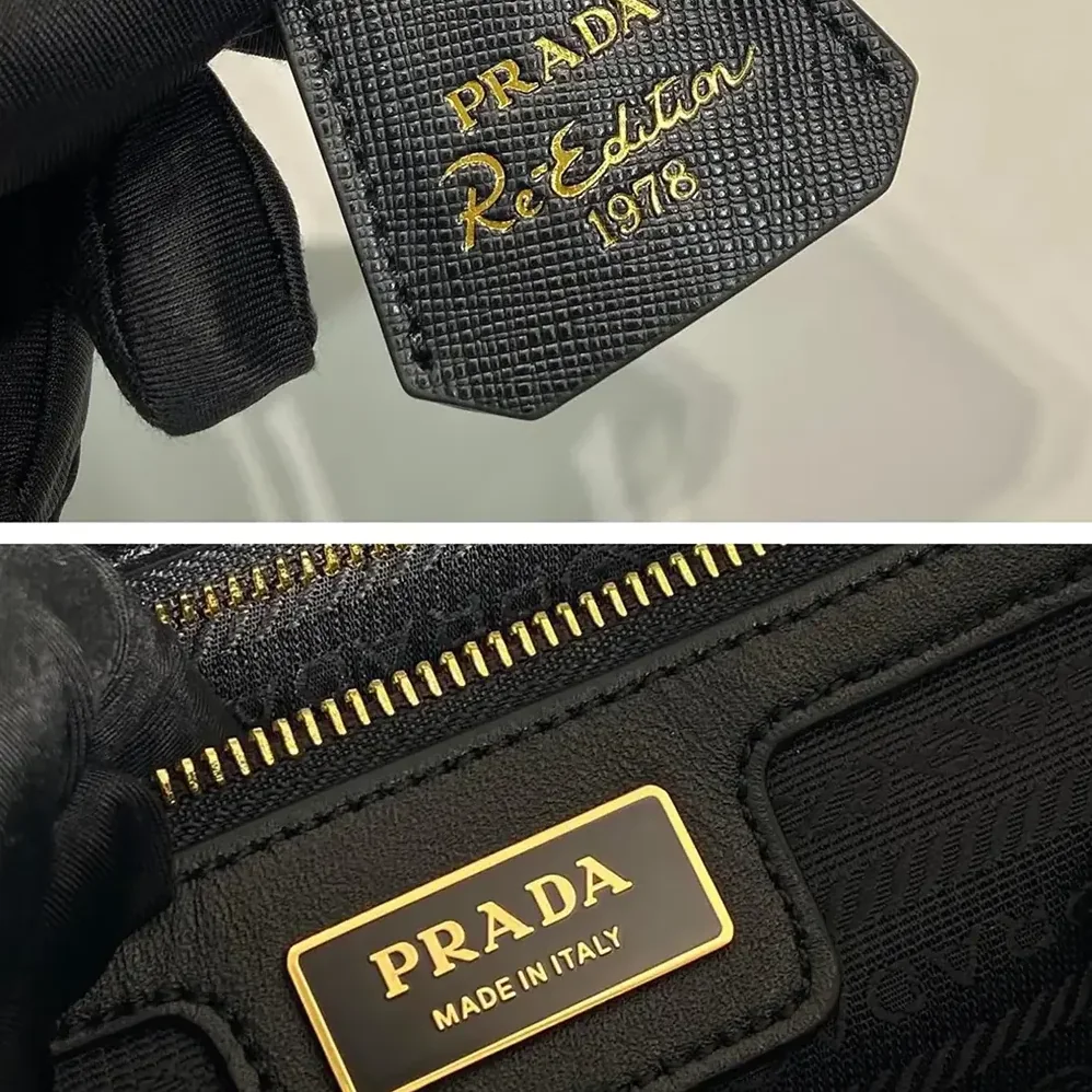 Prada Re-Edition 1978 Medium Re-Nylon and Saffiano Leather Two-handle Bag for Women in Black