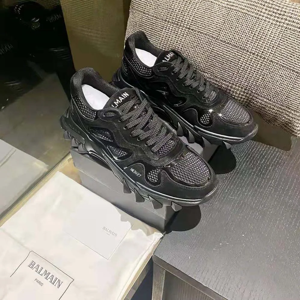 Balmain B-East Trainer in Leather Suede and Mesh for Unisex in Black