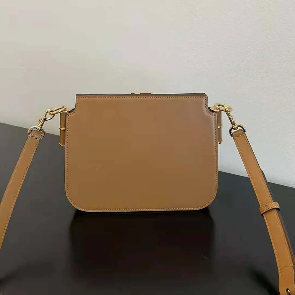 Fendi Touch Leather Bag with A Metal FF Clasp for Women in Brown