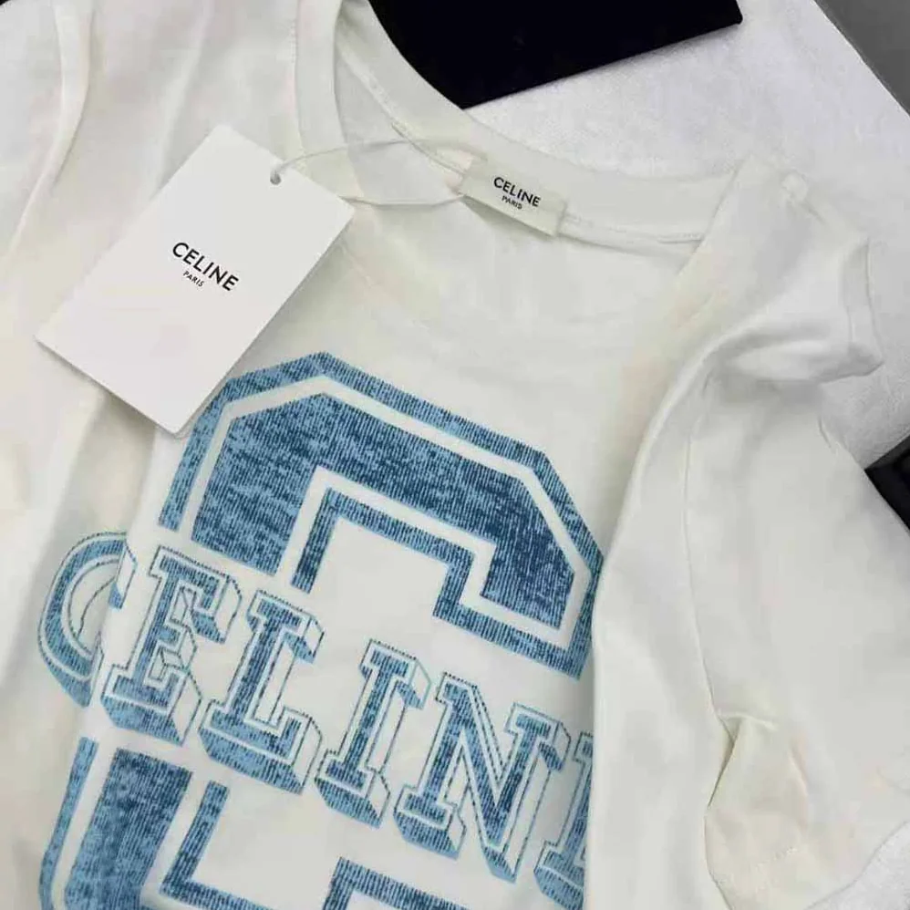 Celine Boxy Cotton Jersey T-shirt for Women in White Celine Boxy Cotton Jersey T-shirt for Women in White
