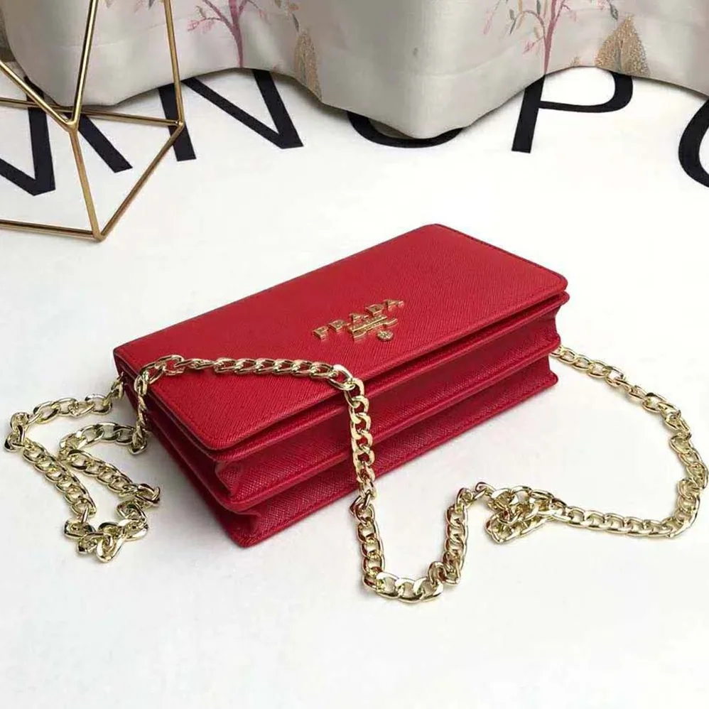 Prada Saffiano Leather Shoulder Bag for Women in Red