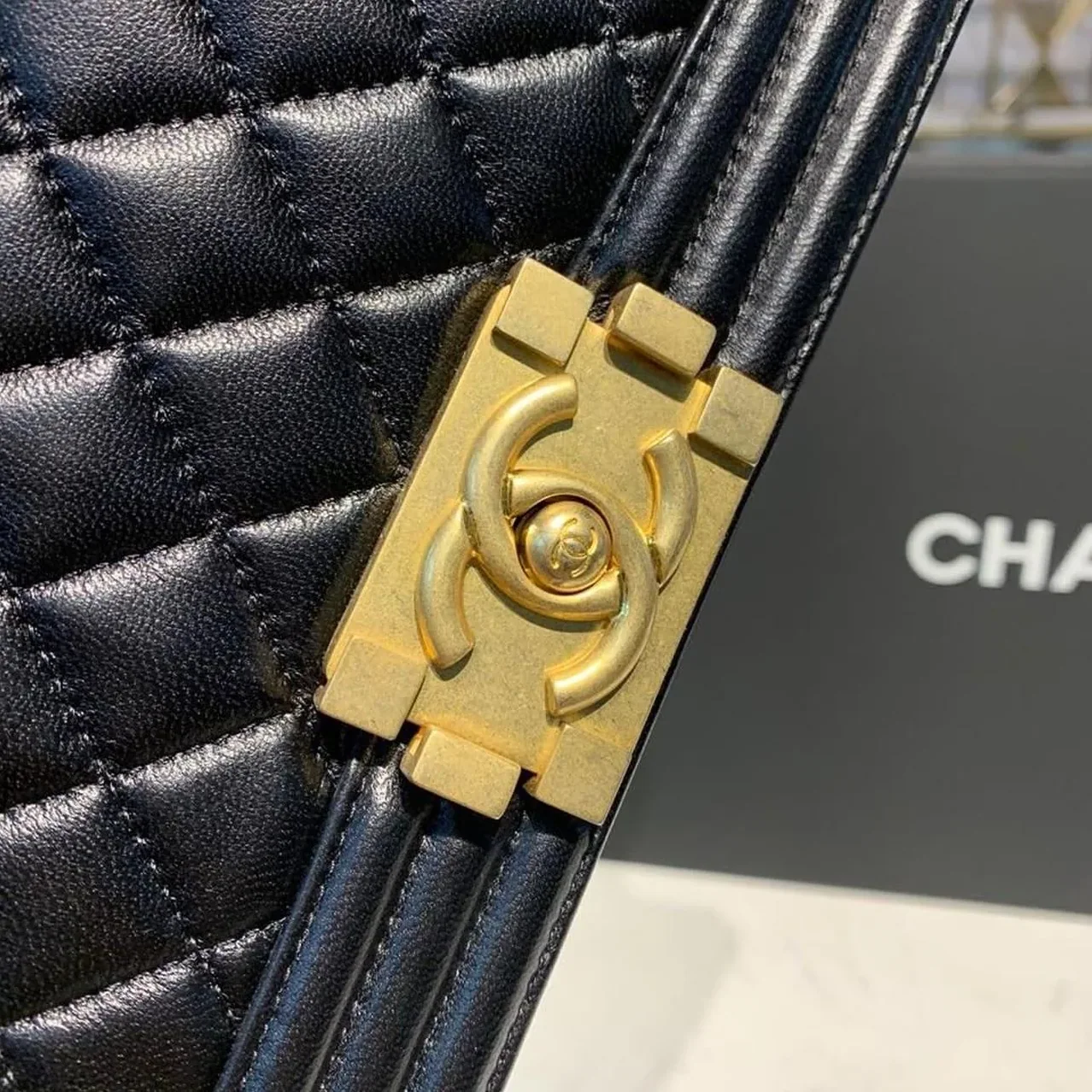 Chanel Boy Medium Crossbody Bag in Black Gold Hardware