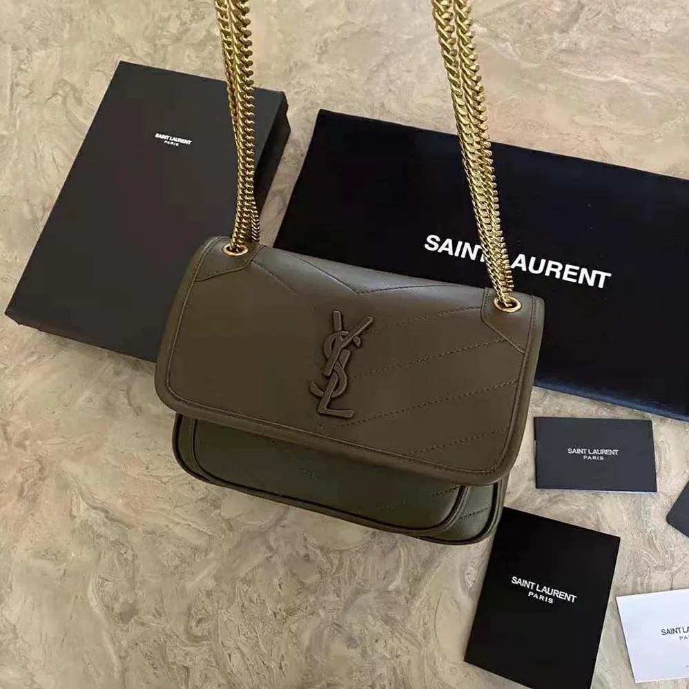 Saint Laurent YSL Niki Baby in Lambskin for Women in Dark Green Saint Laurent YSL Niki Baby in Lambskin for Women in Dark Green