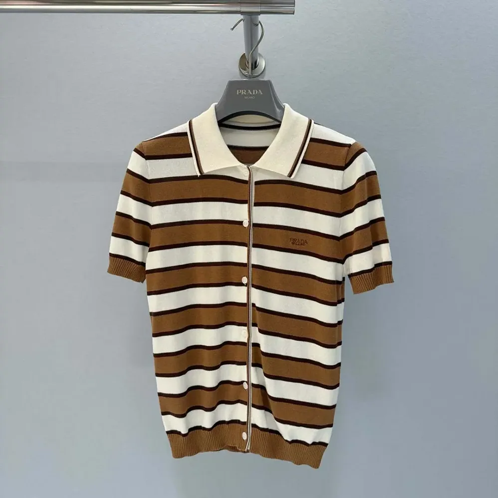 Prada Short for Women in sleeved Striped Cotton Cardigan