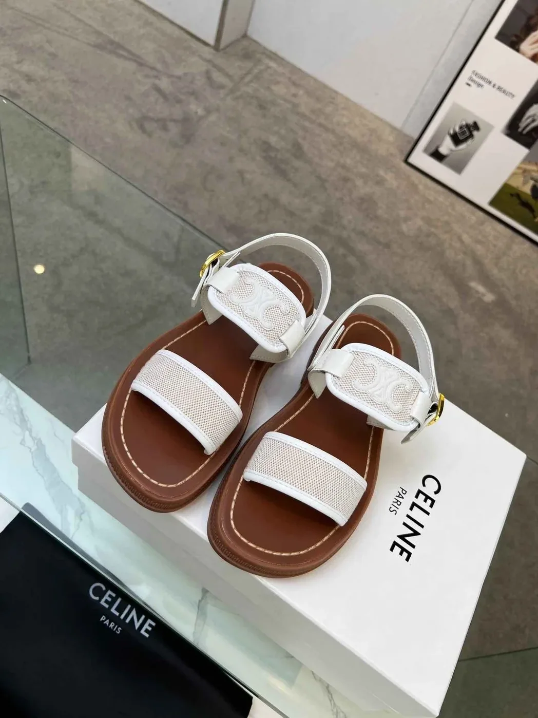 Celine Clea Triomphe Sandal White Celine Clea Triomphe Sandal White