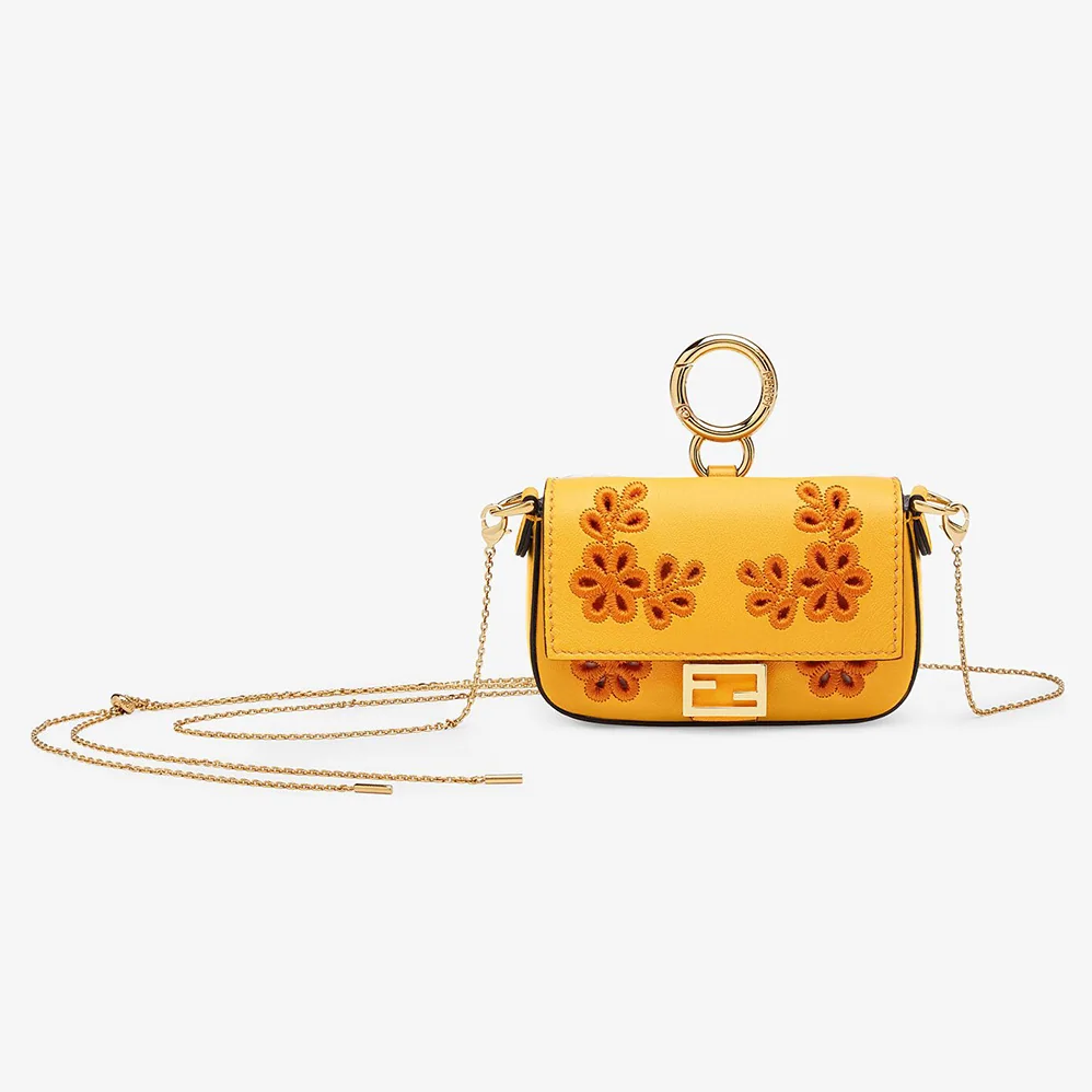 Fendi Nano Baguette Charm Orange Nappa Leather for Women