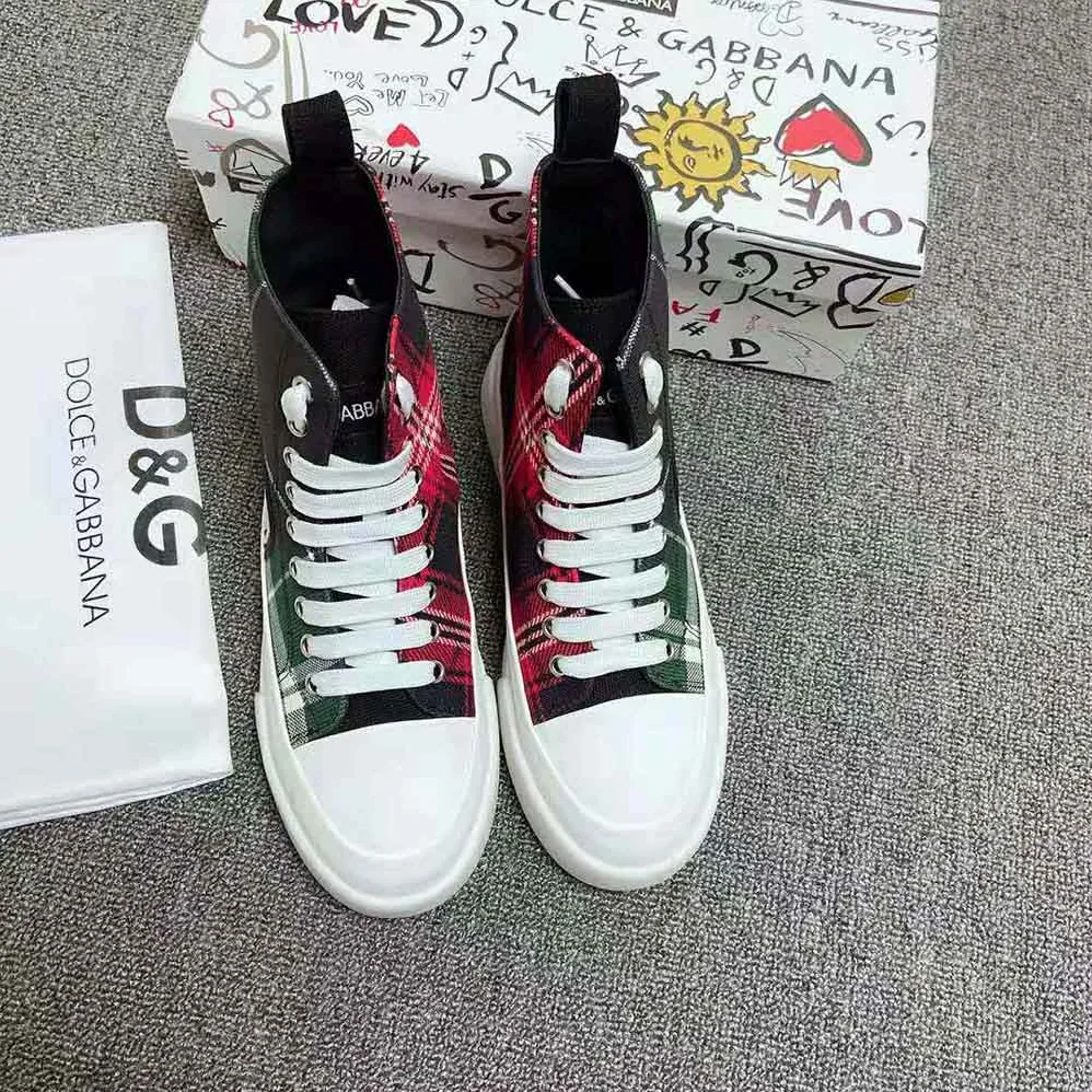 Dolce Gabbana D&G Two-Tone Tartan Portofino Light Mid for Unisex in Top Sneakers