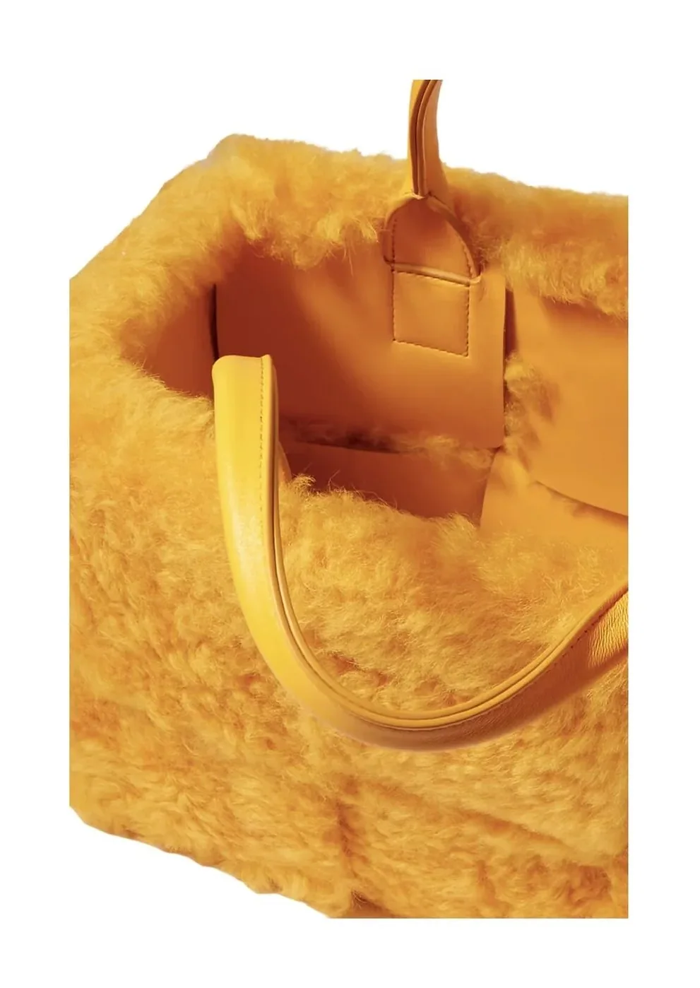 Bottega Veneta Arco Small Trimmed Intrecciato Shearling Tote Yellow Bottega Veneta Arco Small Trimmed Intrecciato Shearling Tote Yellow