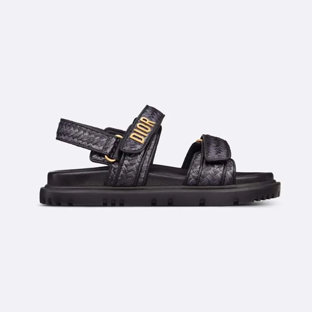 Dior Dioract Sandal Black Braided Raffia for Women Dior Dioract Sandal Black Braided Raffia for Women